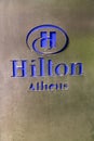 Editorial, Sign or logo for Hilton Athens Hotel Royalty Free Stock Photo